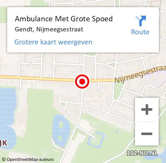 Locatie op kaart van de 112 melding: Ambulance Met Grote Spoed Naar Gendt, Nijmeegsestraat op 8 september 2019 12:09