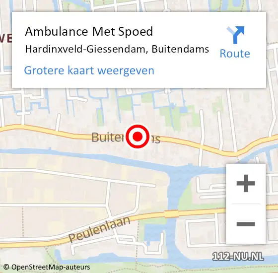 Locatie op kaart van de 112 melding: Ambulance Met Spoed Naar Hardinxveld-Giessendam, Buitendams op 8 september 2019 12:35