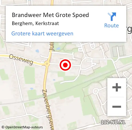 Locatie op kaart van de 112 melding: Brandweer Met Grote Spoed Naar Berghem, Kerkstraat op 8 september 2019 12:39