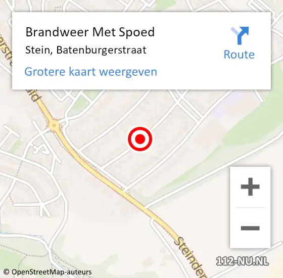 Locatie op kaart van de 112 melding: Brandweer Met Spoed Naar Stein, Batenburgerstraat op 8 september 2019 13:03