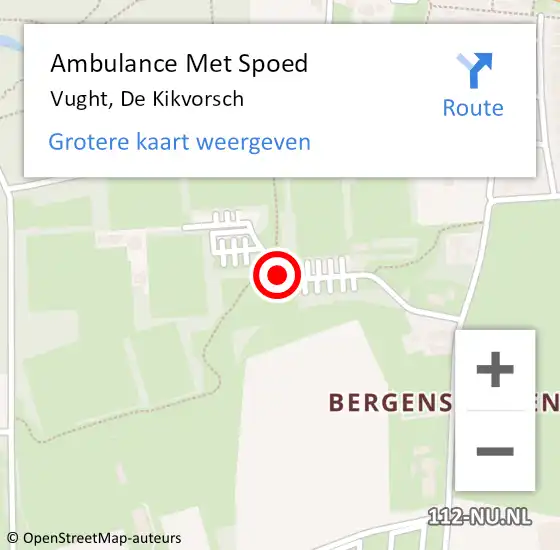 Locatie op kaart van de 112 melding: Ambulance Met Spoed Naar Vught, De Kikvorsch op 8 september 2019 13:25