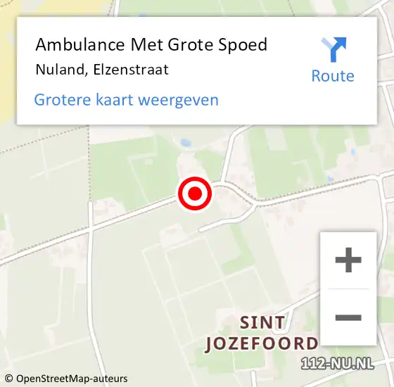 Locatie op kaart van de 112 melding: Ambulance Met Grote Spoed Naar Nuland, Elzenstraat op 8 september 2019 13:30