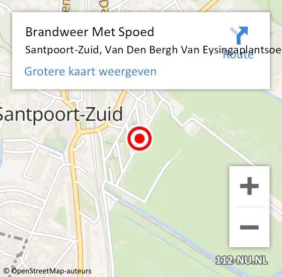 Locatie op kaart van de 112 melding: Brandweer Met Spoed Naar Santpoort-Zuid, Van Den Bergh Van Eysingaplantsoen op 8 september 2019 13:31