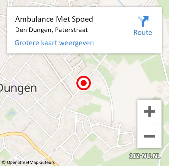 Locatie op kaart van de 112 melding: Ambulance Met Spoed Naar Den Dungen, Paterstraat op 8 september 2019 13:51