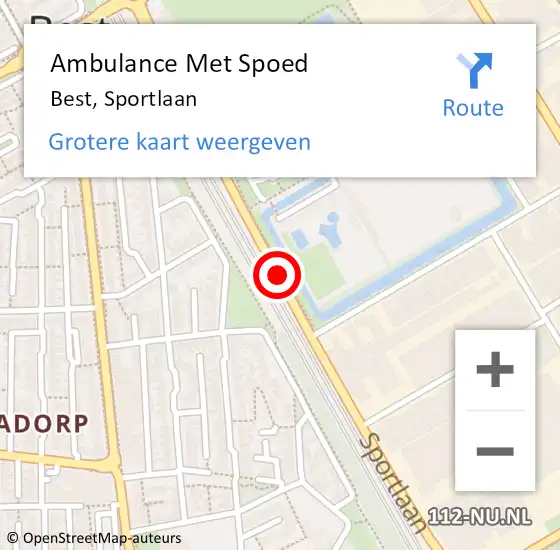 Locatie op kaart van de 112 melding: Ambulance Met Spoed Naar Best, Sportlaan op 8 september 2019 13:53