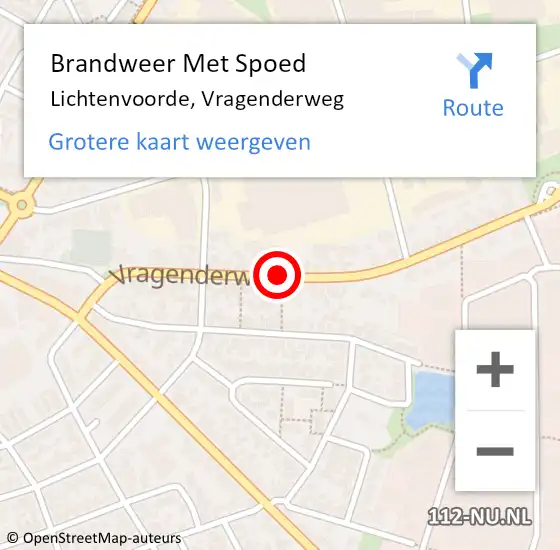 Locatie op kaart van de 112 melding: Brandweer Met Spoed Naar Lichtenvoorde, Vragenderweg op 8 september 2019 14:00