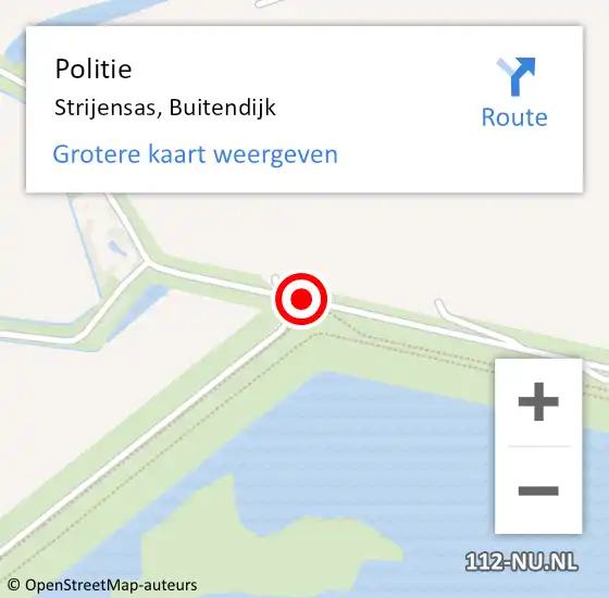 Locatie op kaart van de 112 melding: Politie Strijensas, Buitendijk op 8 september 2019 14:18