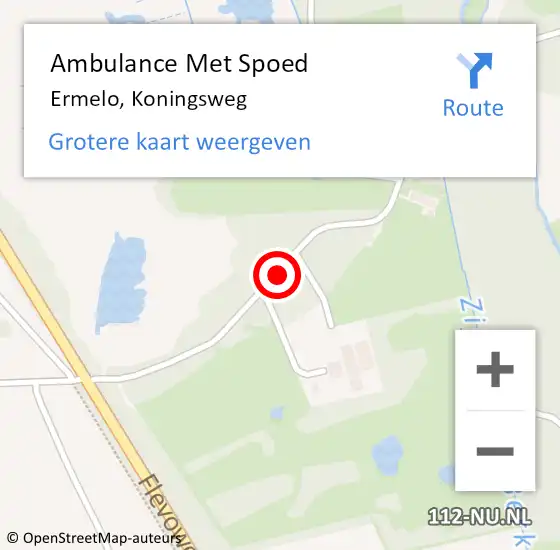 Locatie op kaart van de 112 melding: Ambulance Met Spoed Naar Ermelo, Koningsweg op 8 september 2019 14:22