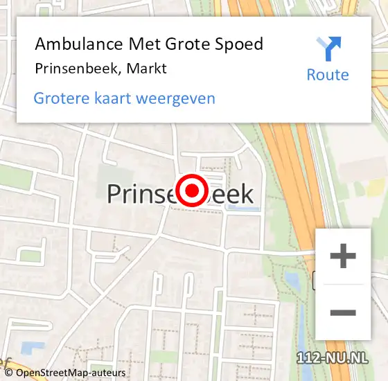 Locatie op kaart van de 112 melding: Ambulance Met Grote Spoed Naar Prinsenbeek, Markt op 8 september 2019 14:38