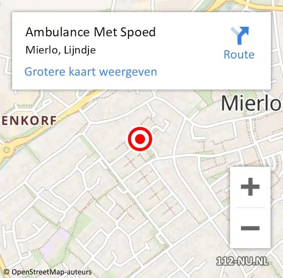 Locatie op kaart van de 112 melding: Ambulance Met Spoed Naar Mierlo, Lijndje op 8 september 2019 14:47