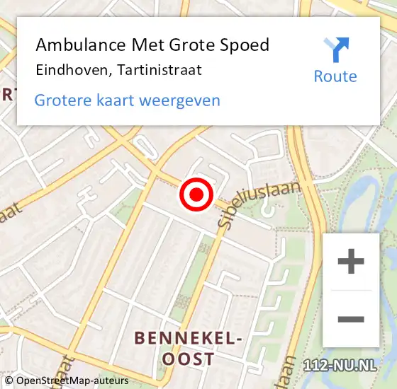 Locatie op kaart van de 112 melding: Ambulance Met Grote Spoed Naar Eindhoven, Tartinistraat op 8 september 2019 15:35