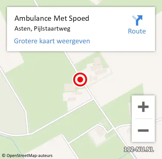 Locatie op kaart van de 112 melding: Ambulance Met Spoed Naar Asten, Pijlstaartweg op 8 september 2019 15:51