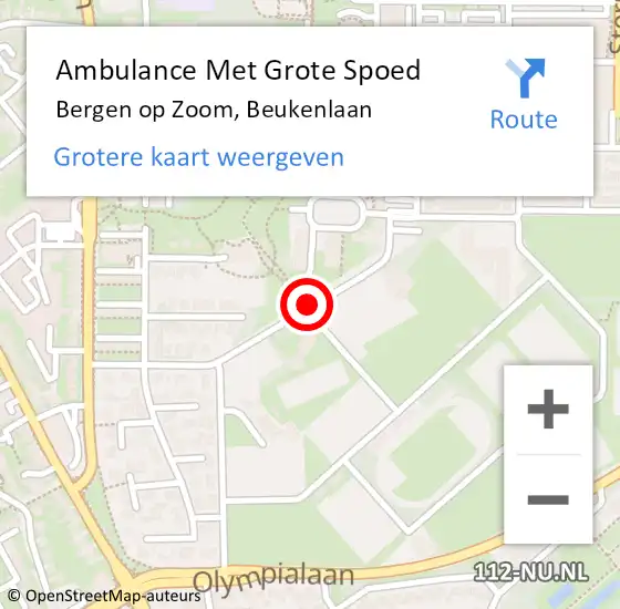 Locatie op kaart van de 112 melding: Ambulance Met Grote Spoed Naar Bergen op Zoom, Beukenlaan op 8 september 2019 17:31