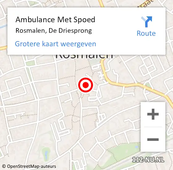 Locatie op kaart van de 112 melding: Ambulance Met Spoed Naar Rosmalen, De Driesprong op 8 september 2019 18:04