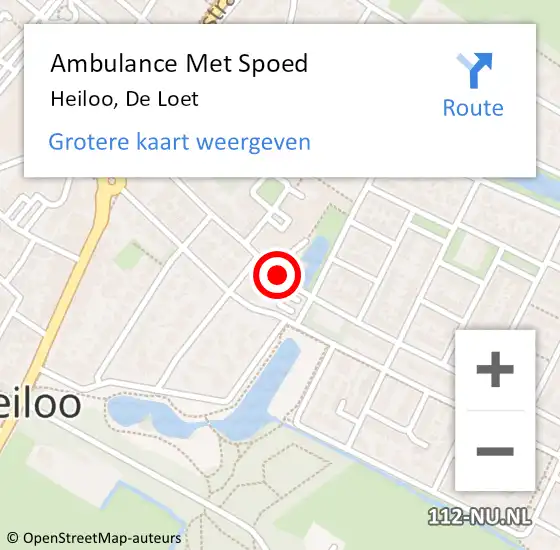 Locatie op kaart van de 112 melding: Ambulance Met Spoed Naar Heiloo, De Loet op 8 september 2019 18:35