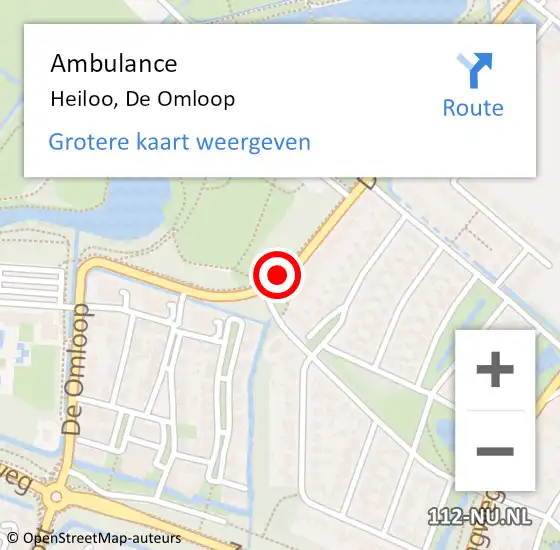 Locatie op kaart van de 112 melding: Ambulance Heiloo, De Omloop op 8 september 2019 19:22