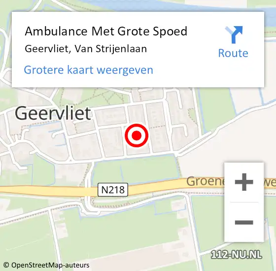 Locatie op kaart van de 112 melding: Ambulance Met Grote Spoed Naar Geervliet, Van Strijenlaan op 8 september 2019 20:18