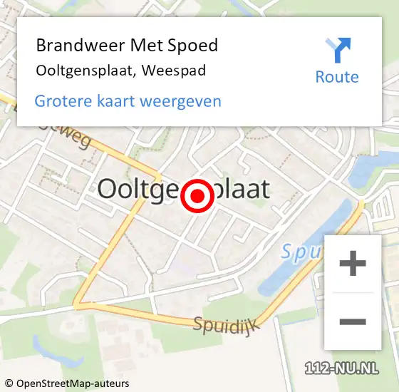 Locatie op kaart van de 112 melding: Brandweer Met Spoed Naar Ooltgensplaat, Weespad op 8 september 2019 20:28