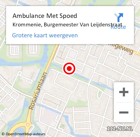 Locatie op kaart van de 112 melding: Ambulance Met Spoed Naar Krommenie, Burgemeester Van Leijdenstraat op 13 april 2014 07:00