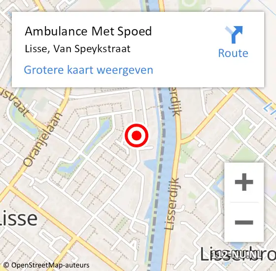 Locatie op kaart van de 112 melding: Ambulance Met Spoed Naar Lisse, Van Speykstraat op 8 september 2019 21:15