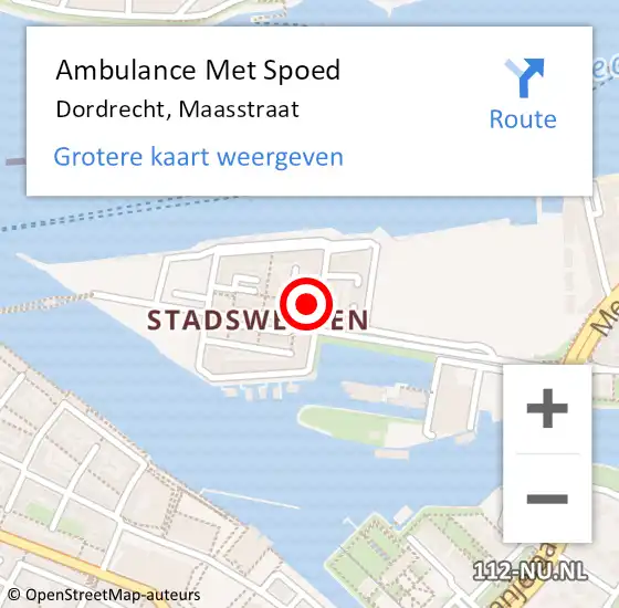 Locatie op kaart van de 112 melding: Ambulance Met Spoed Naar Dordrecht, Maasstraat op 8 september 2019 21:25