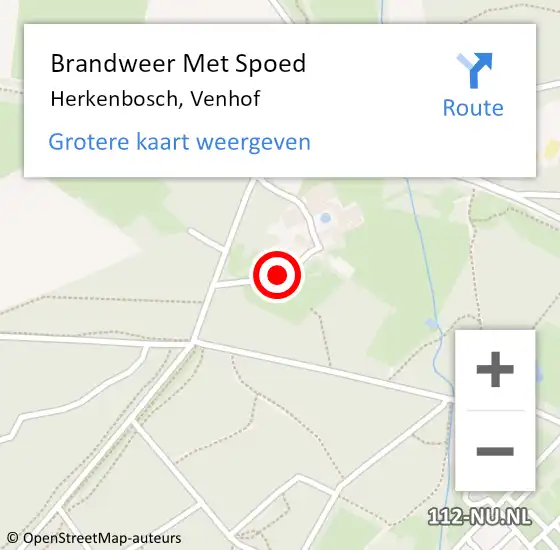 Locatie op kaart van de 112 melding: Brandweer Met Spoed Naar Herkenbosch, Venhof op 8 september 2019 22:07