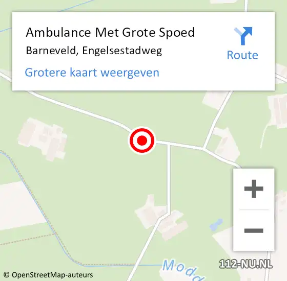 Locatie op kaart van de 112 melding: Ambulance Met Grote Spoed Naar Barneveld, Engelsestadweg op 8 september 2019 22:11