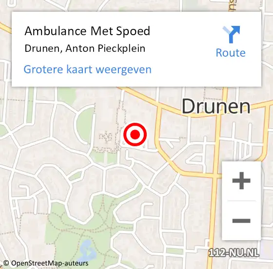 Locatie op kaart van de 112 melding: Ambulance Met Spoed Naar Drunen, Anton Pieckplein op 8 september 2019 22:29