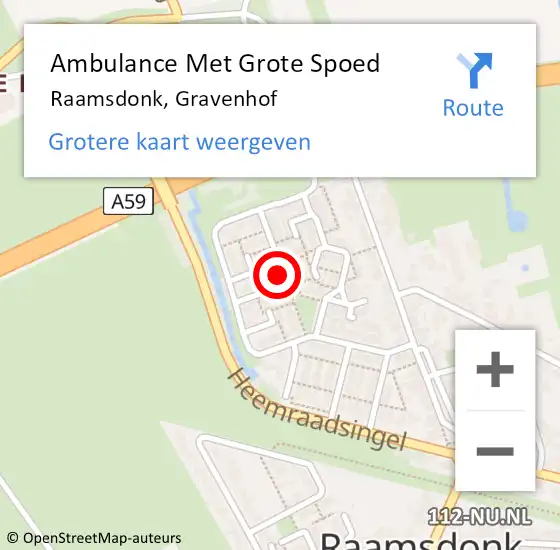 Locatie op kaart van de 112 melding: Ambulance Met Grote Spoed Naar Raamsdonk, Gravenhof op 8 september 2019 22:36