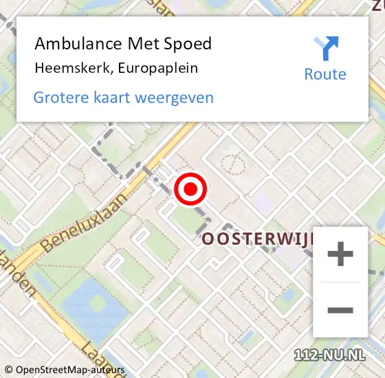 Locatie op kaart van de 112 melding: Ambulance Met Spoed Naar Heemskerk, Europaplein op 8 september 2019 22:37