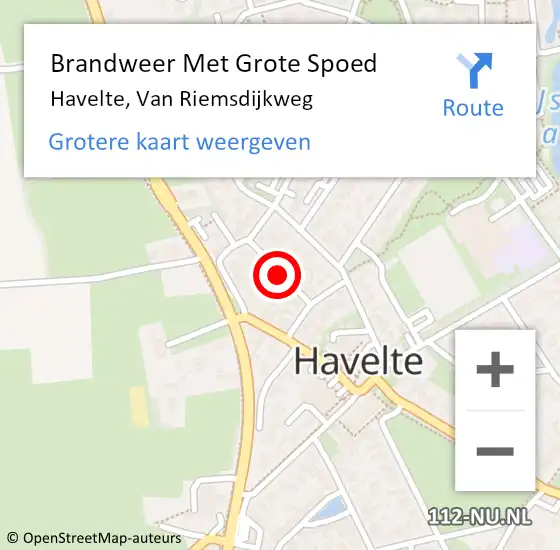 Locatie op kaart van de 112 melding: Brandweer Met Grote Spoed Naar Havelte, Van Riemsdijkweg op 8 september 2019 22:40