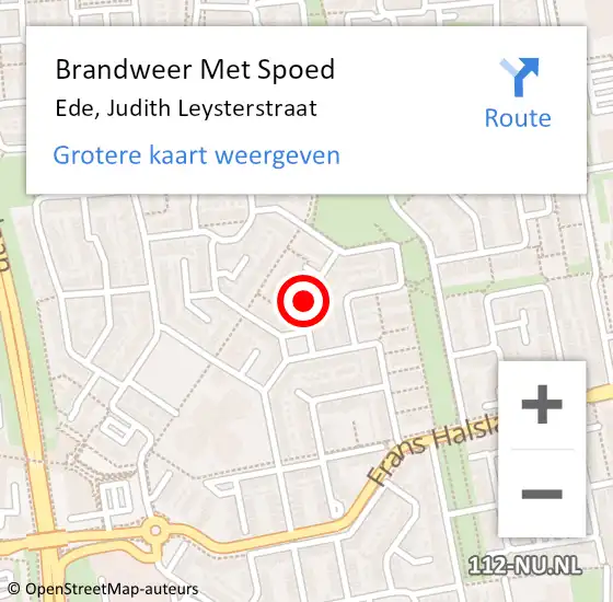 Locatie op kaart van de 112 melding: Brandweer Met Spoed Naar Ede, Judith Leysterstraat op 9 september 2019 02:04