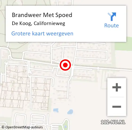 Locatie op kaart van de 112 melding: Brandweer Met Spoed Naar De Koog, Californieweg op 9 september 2019 02:42