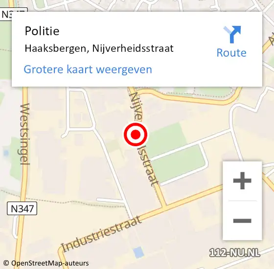 Locatie op kaart van de 112 melding: Politie Haaksbergen, Nijverheidsstraat op 9 september 2019 08:01