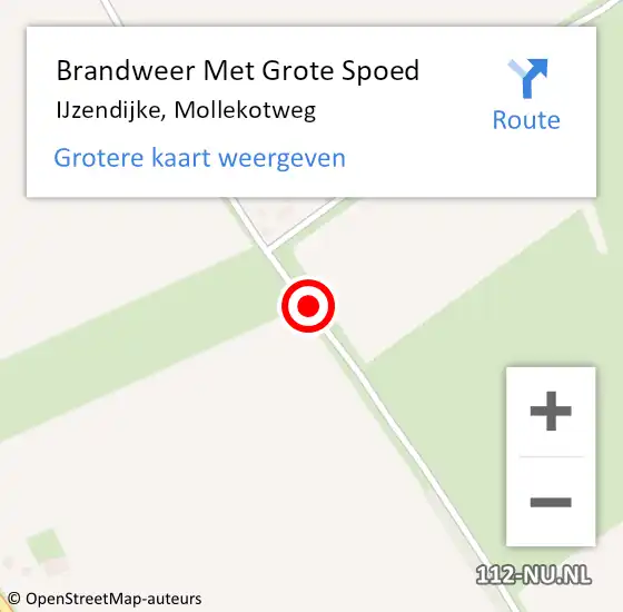 Locatie op kaart van de 112 melding: Brandweer Met Grote Spoed Naar IJzendijke, Mollekotweg op 9 september 2019 08:57