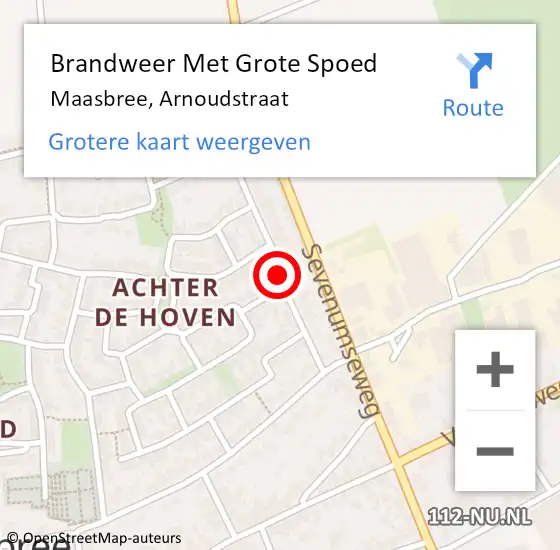 Locatie op kaart van de 112 melding: Brandweer Met Grote Spoed Naar Maasbree, Arnoudstraat op 9 september 2019 09:29