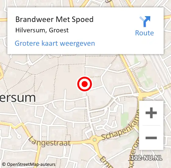 Locatie op kaart van de 112 melding: Brandweer Met Spoed Naar Hilversum, Groest op 9 september 2019 09:49