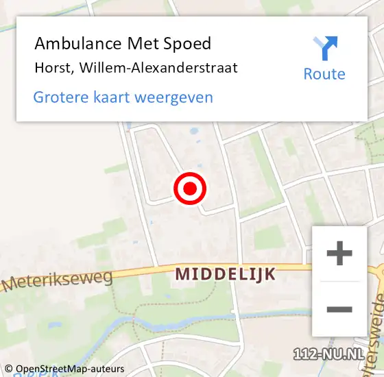 Locatie op kaart van de 112 melding: Ambulance Met Spoed Naar Horst, Willem-Alexanderstraat op 9 september 2019 09:59