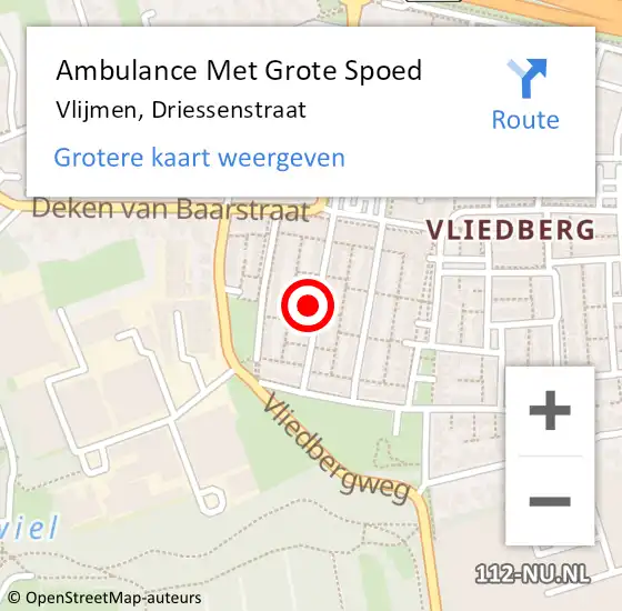 Locatie op kaart van de 112 melding: Ambulance Met Grote Spoed Naar Vlijmen, Driessenstraat op 9 september 2019 10:18