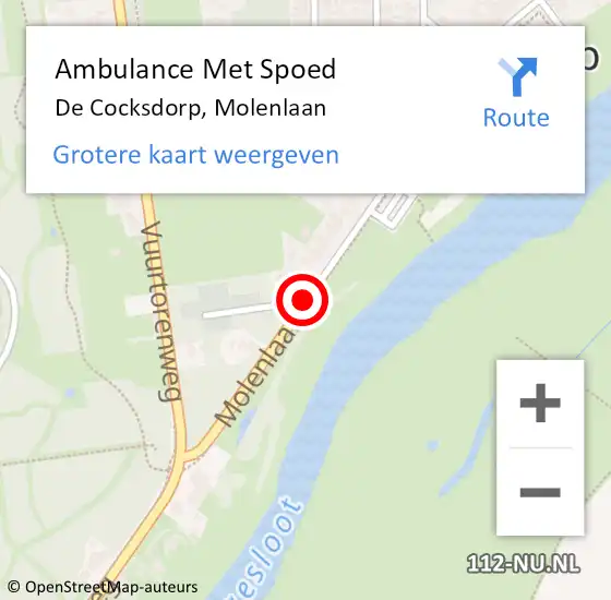 Locatie op kaart van de 112 melding: Ambulance Met Spoed Naar De Cocksdorp, Molenlaan op 9 september 2019 11:20