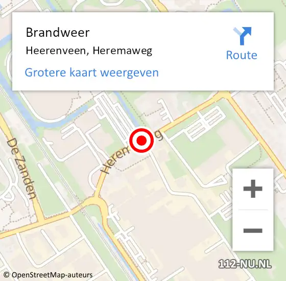 Locatie op kaart van de 112 melding: Brandweer Heerenveen, Heremaweg op 9 september 2019 11:34