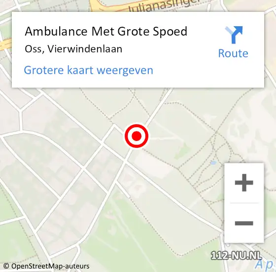 Locatie op kaart van de 112 melding: Ambulance Met Grote Spoed Naar Oss, Vierwindenlaan op 9 september 2019 12:09