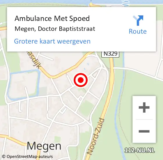 Locatie op kaart van de 112 melding: Ambulance Met Spoed Naar Megen, Doctor Baptiststraat op 9 september 2019 12:40