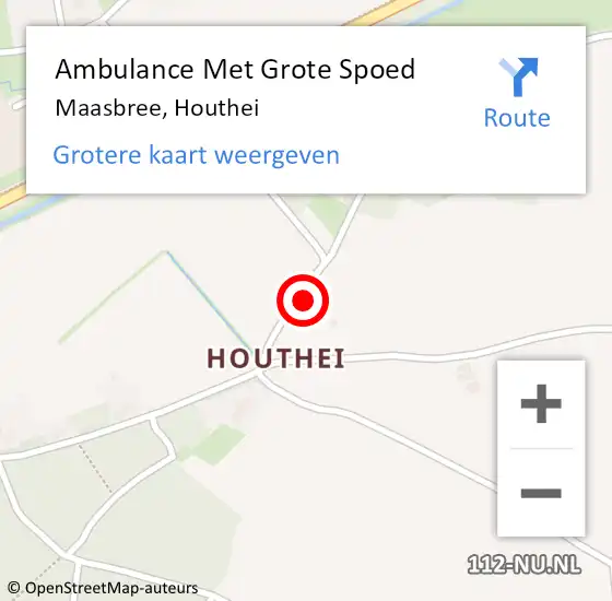 Locatie op kaart van de 112 melding: Ambulance Met Grote Spoed Naar Maasbree, Houthei op 13 april 2014 08:58