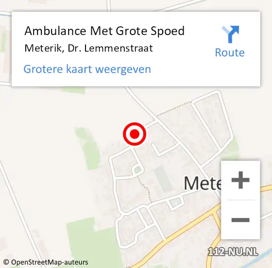 Locatie op kaart van de 112 melding: Ambulance Met Grote Spoed Naar Meterik, Dr. Lemmenstraat op 13 april 2014 09:09