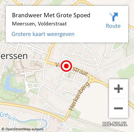 Locatie op kaart van de 112 melding: Brandweer Met Grote Spoed Naar Meerssen, Volderstraat op 9 september 2019 14:42