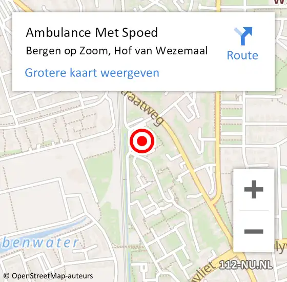 Locatie op kaart van de 112 melding: Ambulance Met Spoed Naar Bergen op Zoom, Hof van Wezemaal op 9 september 2019 14:56