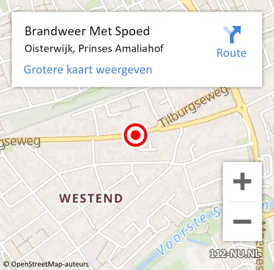 Locatie op kaart van de 112 melding: Brandweer Met Spoed Naar Oisterwijk, Prinses Amaliahof op 9 september 2019 15:30