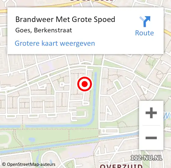 Locatie op kaart van de 112 melding: Brandweer Met Grote Spoed Naar Goes, Berkenstraat op 9 september 2019 15:57