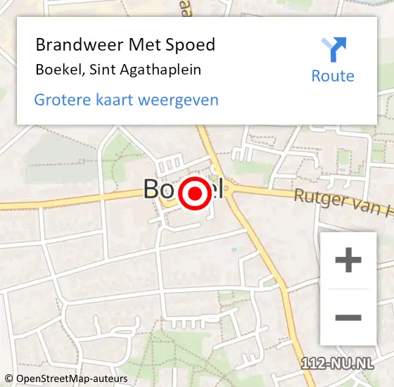 Locatie op kaart van de 112 melding: Brandweer Met Spoed Naar Boekel, Sint Agathaplein op 9 september 2019 16:18